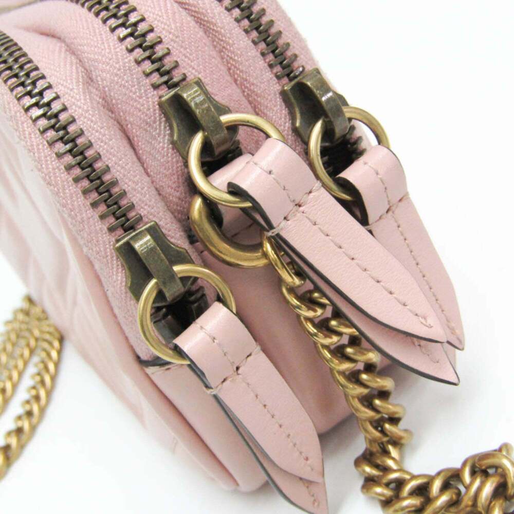GUCCI Authentic Pink Leather GG Marmont Shoulder Bag - Picture 6 of 13